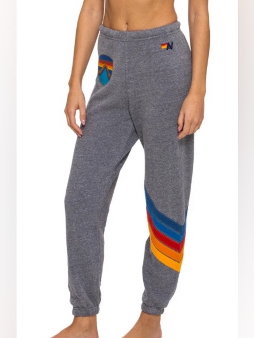 Aviator Nation all season circle Chevron sweat pant in heather grey  size Small